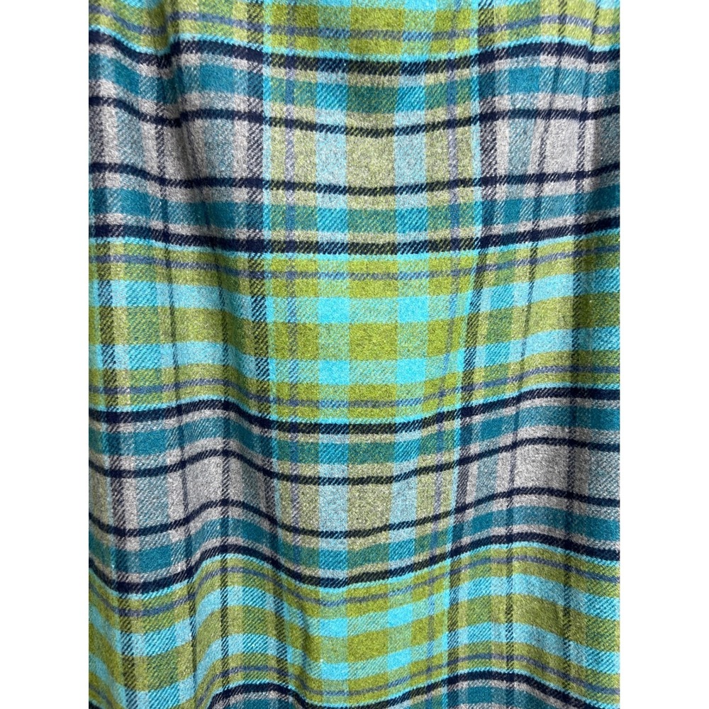Plaid Fringe Wrap Skirt in Teal & Blue - Picture 12 of 13